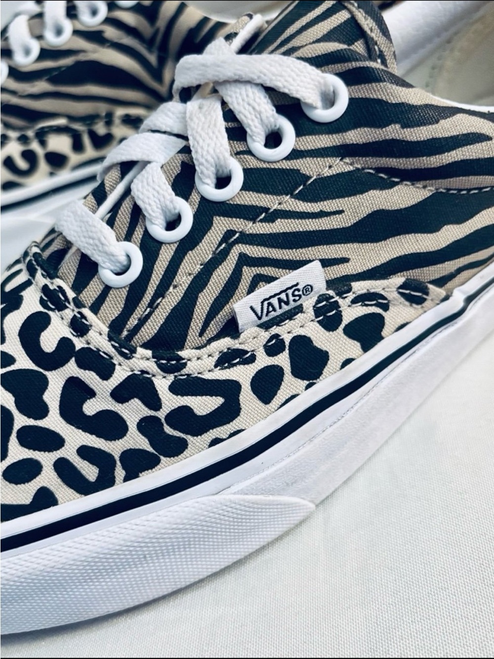 Vans Women's Black and White Animal Print Sneakers - Picture 2 of 10